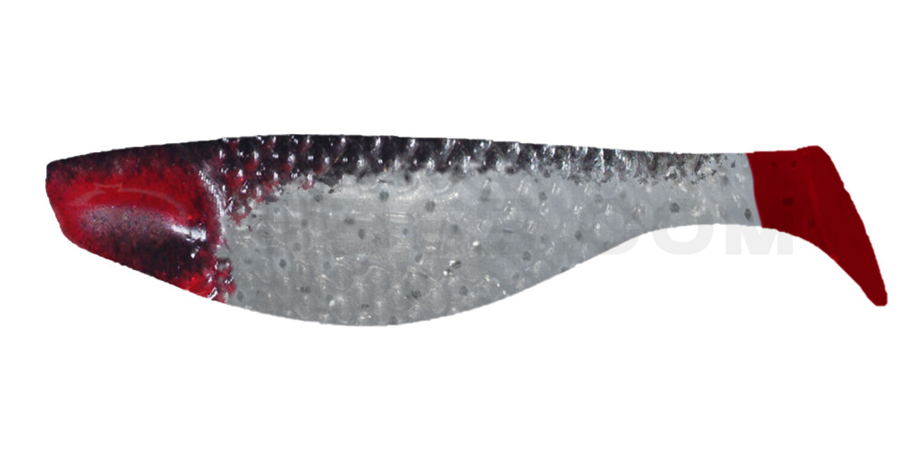 Aqua 4" (ca. 10,0 cm) perl / schwarz / red tail