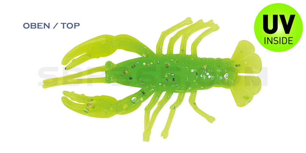 Baby Crawfish 1" (4,5cm) fluogelb-grün-glitter