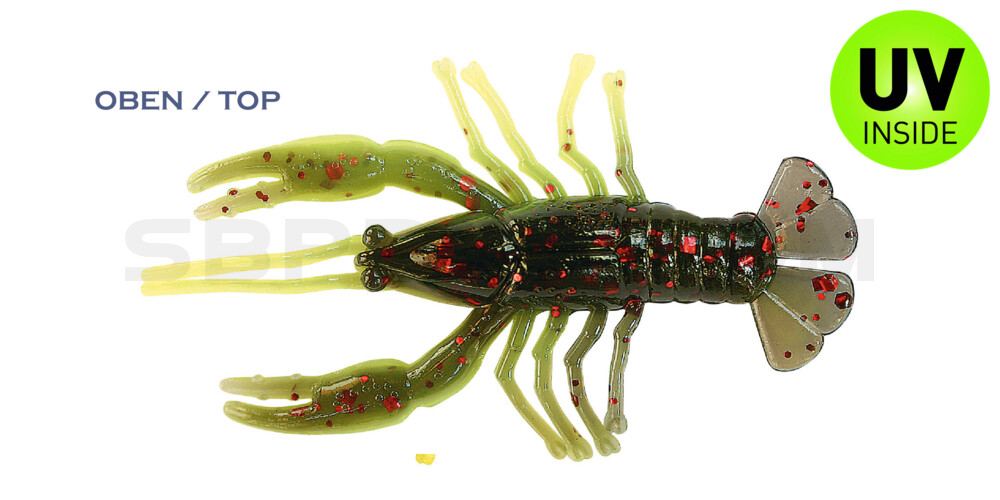 Baby Crawfish 2" (6,5cm) fluogelb-schwarz roter Glitter