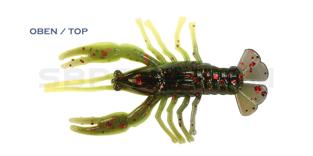 Baby Crawfish 2" (6,5cm) gelb-olive-grün- Multiglitter