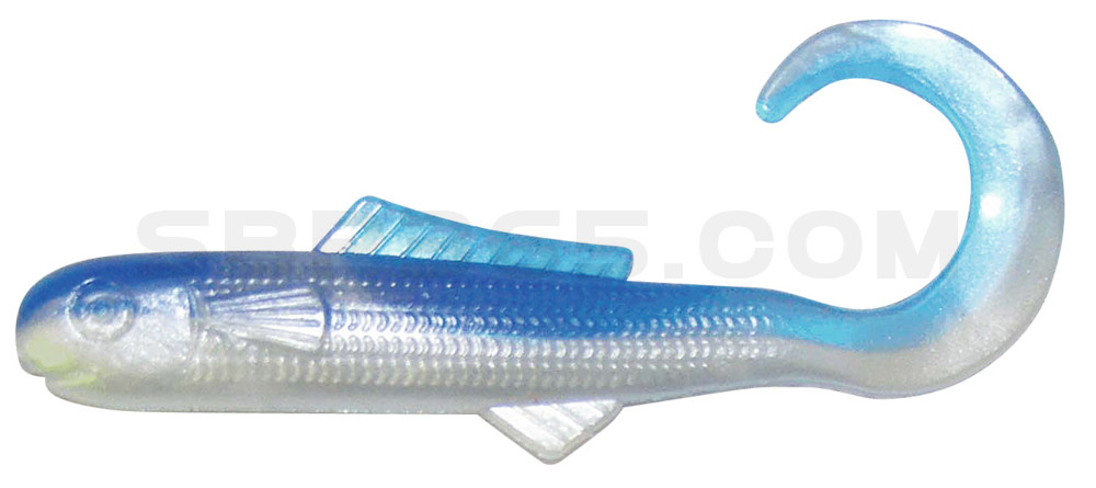 Banjo Curl Tail 3" (ca. 8 cm) Pearl w/blue Back