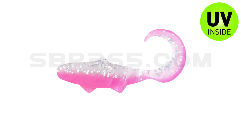 Banjo Twister 1" (ca. 3,5 cm) bubblegum / klar silber Glitter