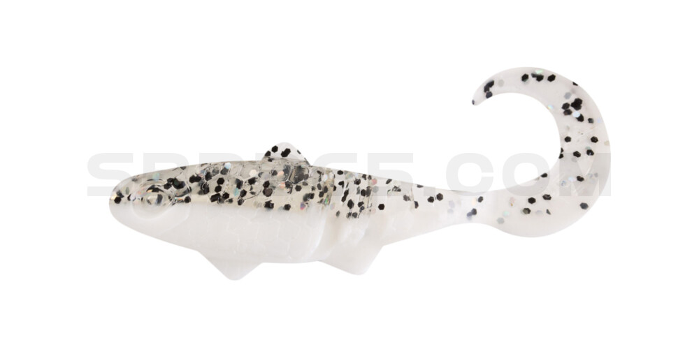 Banjo Twister 2" (ca. 5,0 cm) reinweiss / klar salt´n pepper Glitter