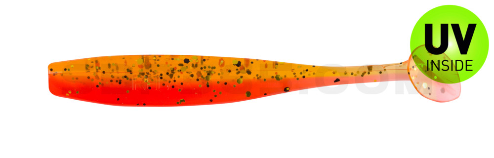 Bass Shad 2,5" (ca. 7 cm) feuerrot / rootbeer Glitter