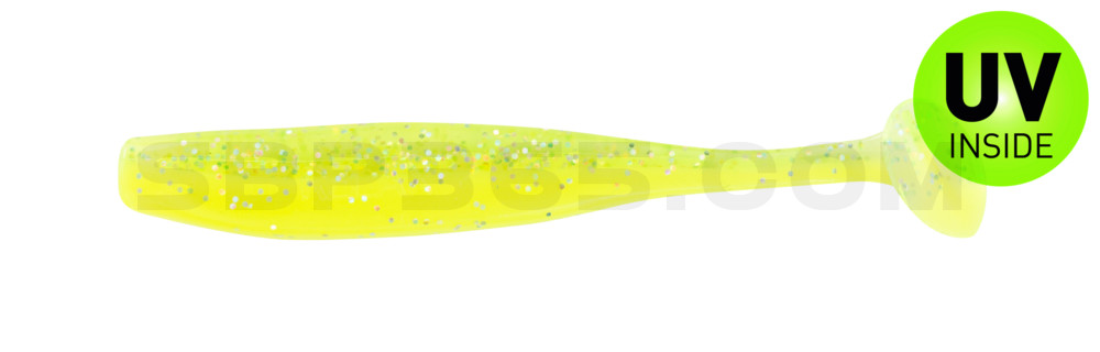 Bass Shad 2,5" (ca. 7 cm) fluogelb  / fluogrün-Glitter