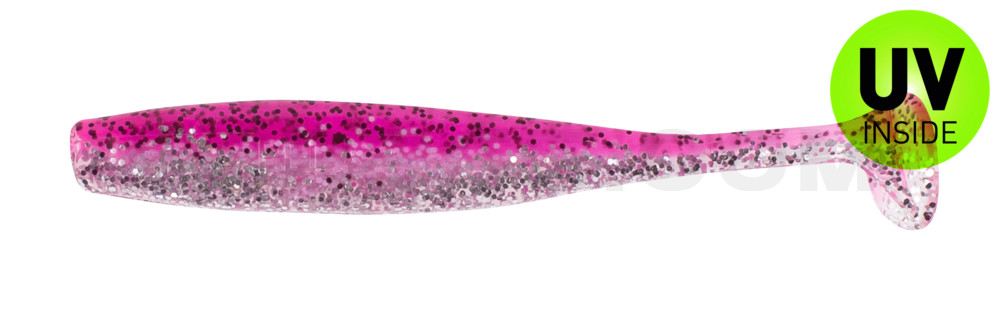 Bass Shad 2,5" (ca. 7 cm) klar silber Glitter / hot pink Glitter