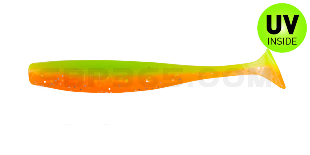 Bass Shad 2,5" (ca. 7 cm) orange-Glitter / fluogrün-Glitter
