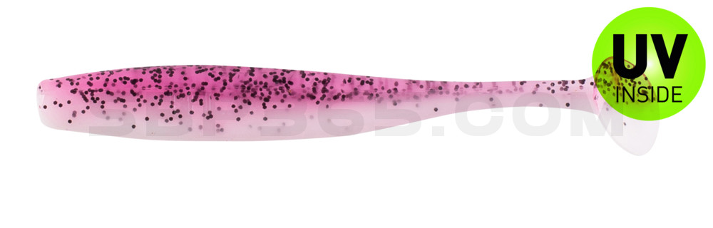 Bass Shad 2,5" (ca. 7 cm) reinweiss / hot pink Glitter