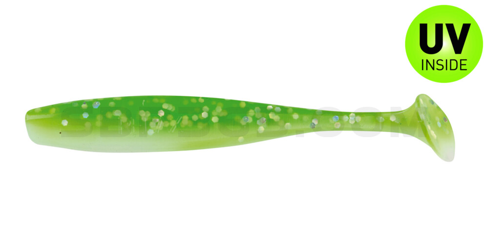 Bass Shad 3“ (ca. 9 cm) reinweiss / grün-Glitter