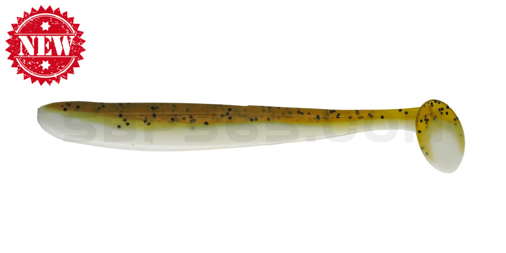 Bass Shad 4,5“ (ca. 13 cm) reinweiss / olivebraun-Glitter