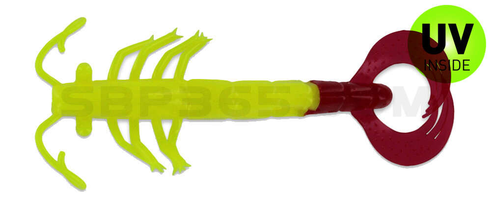 BBB Shrimp 4" (ca. 11cm) Opaque Chartreuse  / Red Tail