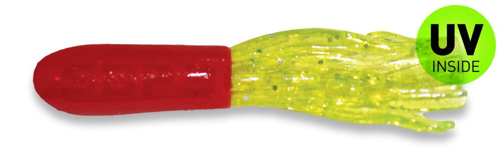 Crappie Tube 1.5" (ca. 3,5 cm) Red/Chart Sparkle