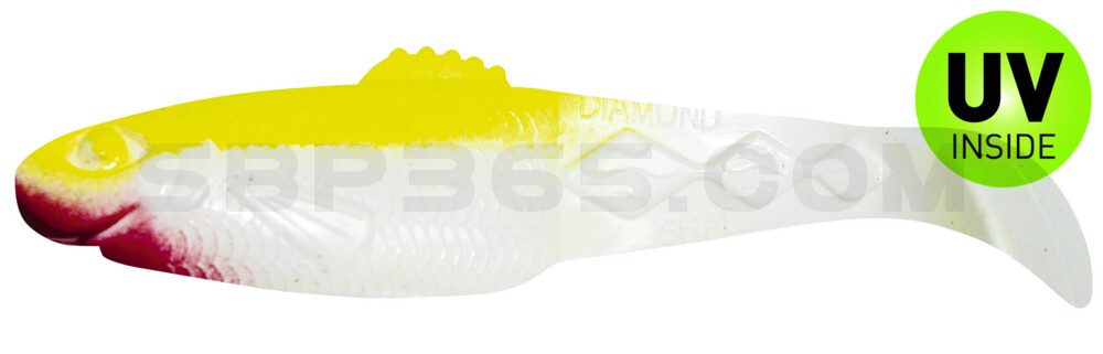 Diamond-Shad 2,5" (ca. 7,0 cm) reinweiss / fluogelb