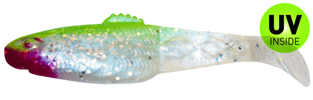 Diamond Shad 3,5" (ca. 10,0 cm) blauperl-Glitter / grün