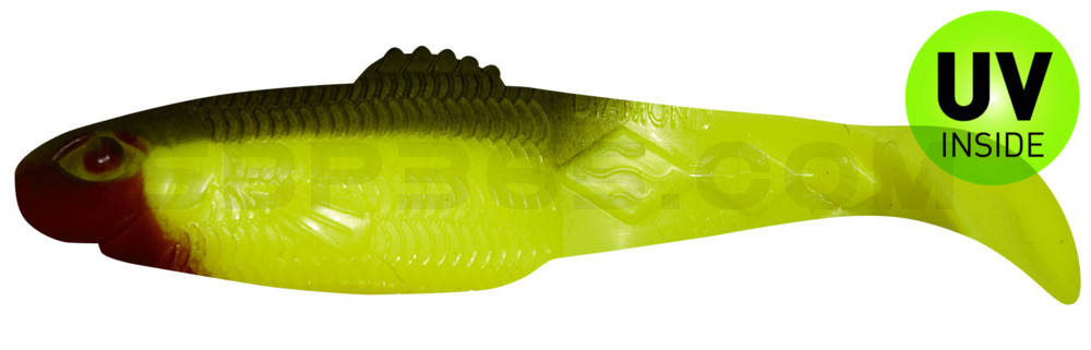 Diamond Shad 3,5" (ca. 10,0 cm) fluogelb / boddengrün
