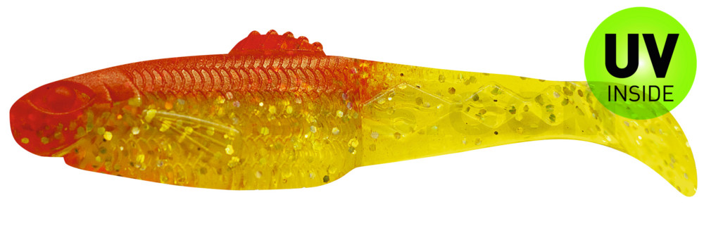 Diamond Shad 3,5" (ca. 10,0 cm) grün(chartreuse)-Glitter / rot