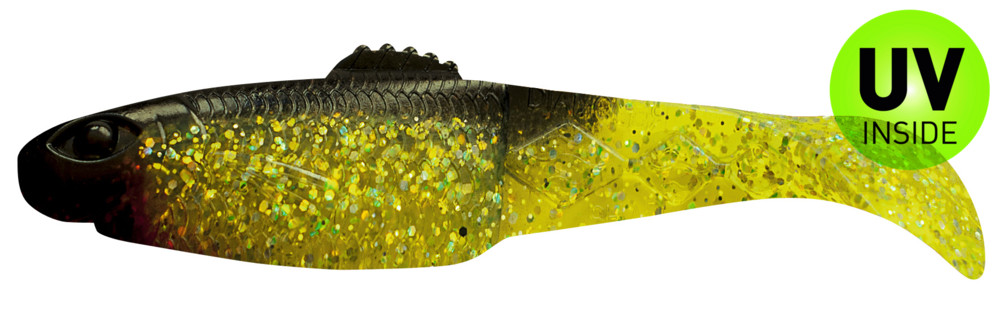 Diamond Shad 5" (ca. 13,5 cm) grün(chartreuse)-Glitter / schwarz