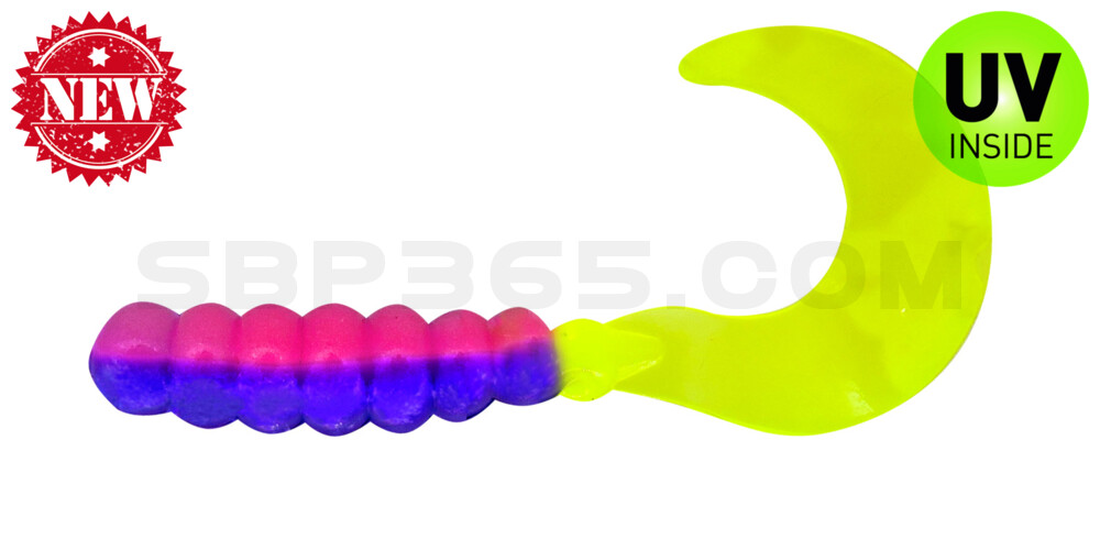 Fat Grub 2" (ca. 5 cm) Pink/Blue Sparkle/Chartreuse