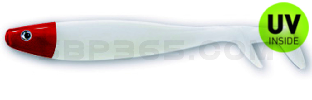 Fury Shad 5" (ca. 13 cm) reinweiss / Red Head