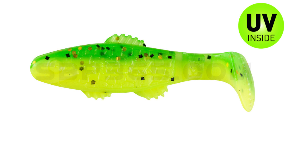 Killer Shad 2" (ca. 5,0 cm) fluogelb  / grün-Glitter