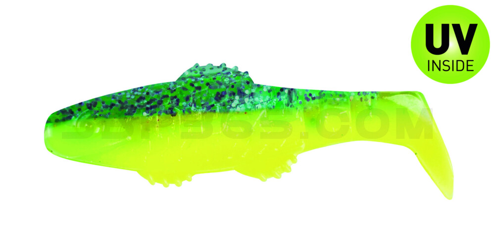 Killer Shad 2" (ca. 5,0 cm) fluogelb / sky-blue Glitter