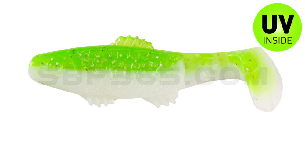 Killer Shad 2" (ca. 5,0 cm) reinweiss / grün-Glitter