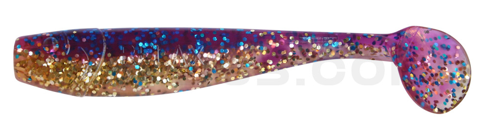 King-Shad 3" (ca. 8,0 cm) klar gold Glitter  / violett-electric blue Glitter