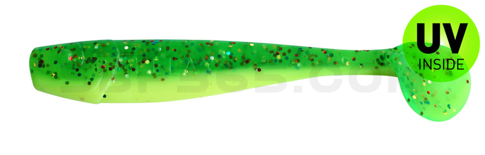 King-Shad 5" (ca. 14,0cm) fluogelb  / grün-Glitter