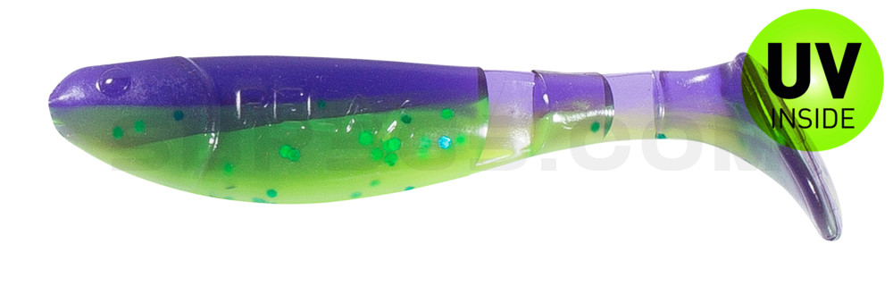 Kopyto-Classic 2,5" (ca.7,0 cm) grün (chartreuse)-Glitter / blau-violett Glitter