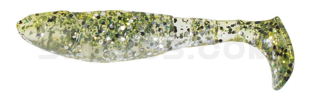 Kopyto-Classic 2,5" (ca.7,0 cm) klar silber Glitter / chartreuse Glitter