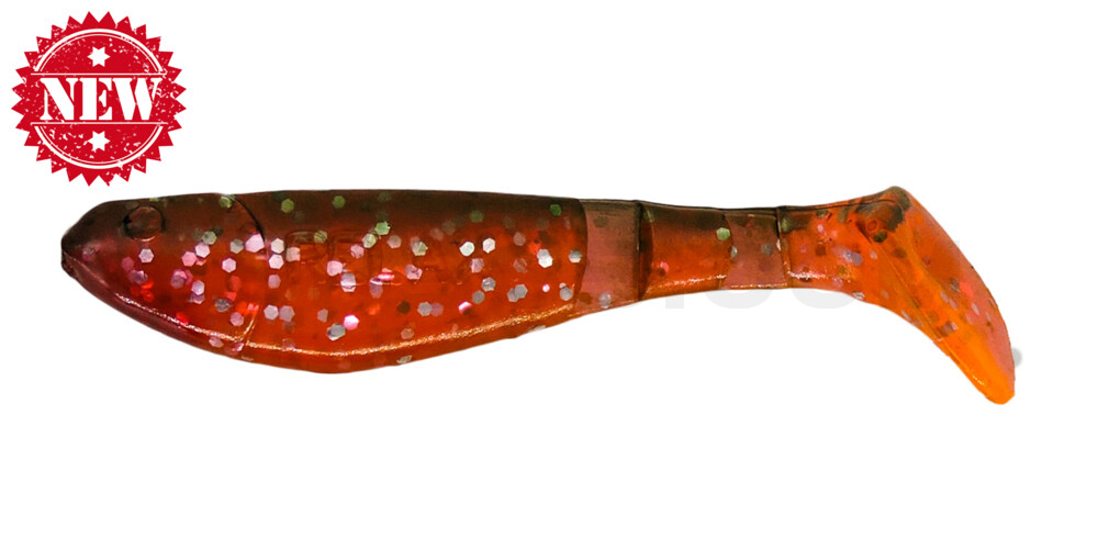 Kopyto-Classic 2,5" (ca.7,0 cm) transparent orange-Hologram Glitter / dunkelgrün