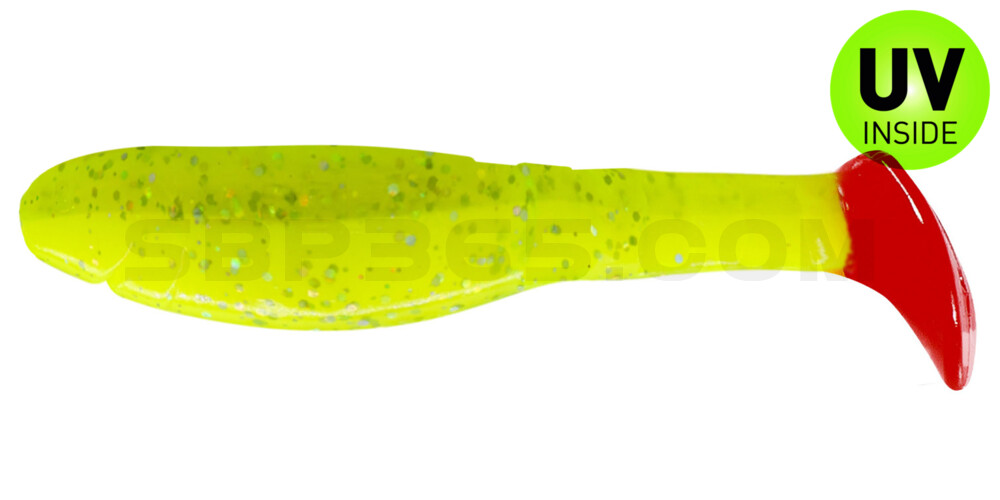 Kopyto-Classic 3" (ca. 8,0 cm) fluogelb  / fluogrün-Glitter / red tail