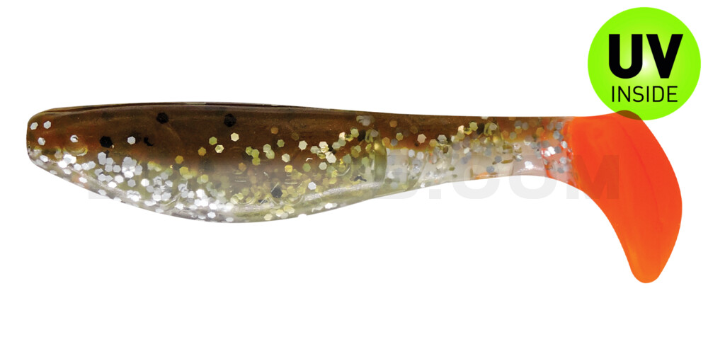Kopyto-Classic 3" (ca. 8,0 cm) klar silber Glitter / olivebraun-Glitter / red tail
