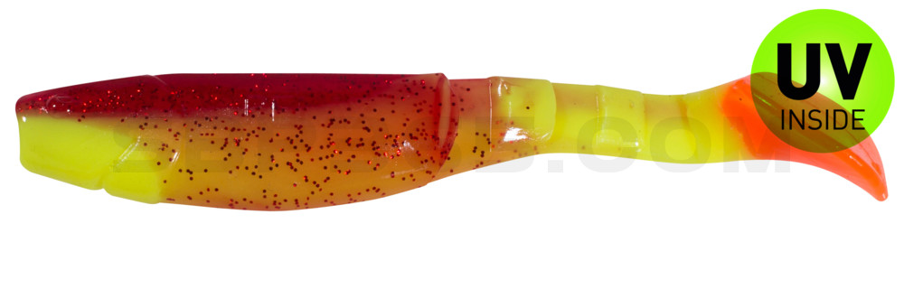 Kopyto-Classic 4" (ca. 11,0 cm) fluogelb / rot-rot Glitter orange tail