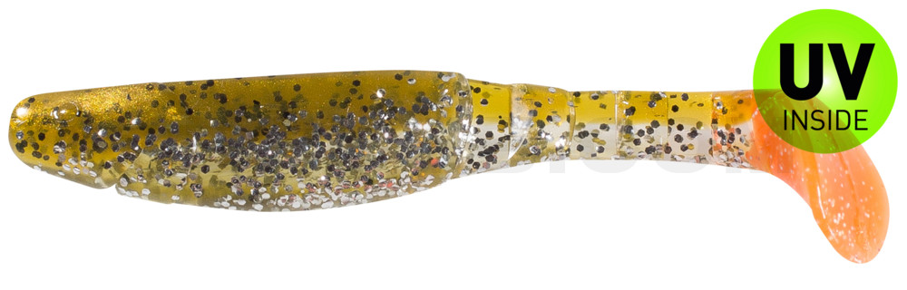 Kopyto-Classic 4" (ca. 11,0 cm) klar silber Glitter / olivebraun-Glitter / red tail