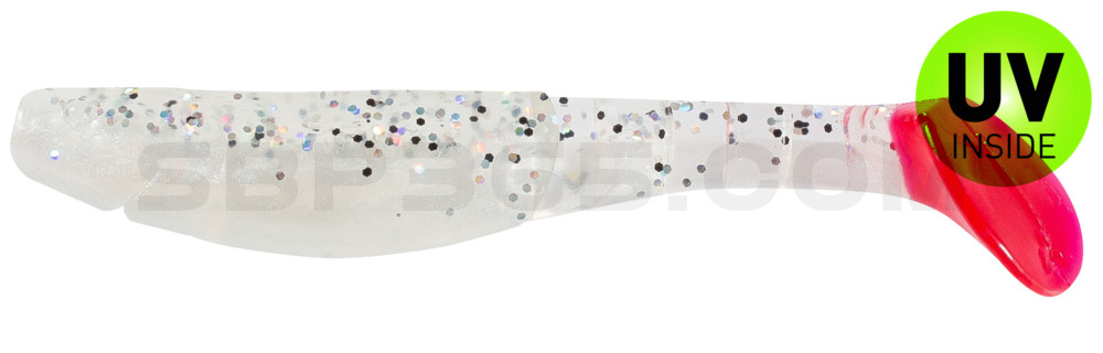 Kopyto-Classic 4" (ca. 11,0 cm) perlweiss / klar salt´n pepper Glitter / red tail