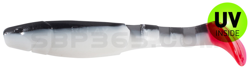 Kopyto-Classic 4" (ca. 11,0 cm) reinweiss / schwarz / red tail