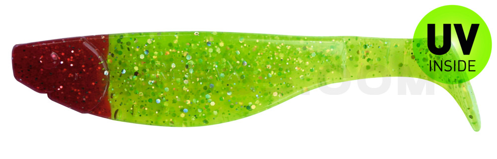 Kopyto-River 4" (ca. 11,0 cm) grün(chartreuse)-glitter / red head