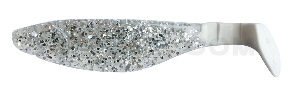 Kopyto-River 4" (ca. 11,0 cm) klar silber-glitter / white tail
