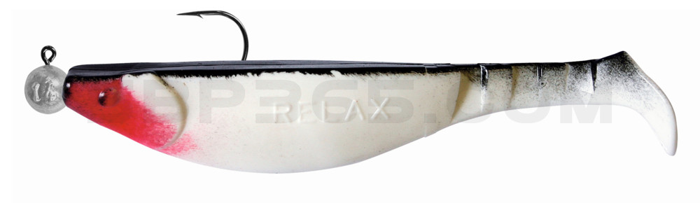 Kopyto-River 6" (ca. 16,0 cm) reinweiss / schwarz, montiert auf MUXRO 10/0 15g