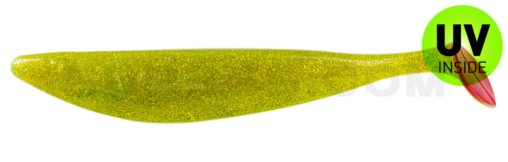 Megalodon 12" (ca. 30,0 cm) grün (chartreuse)-Glitter / Red Tail