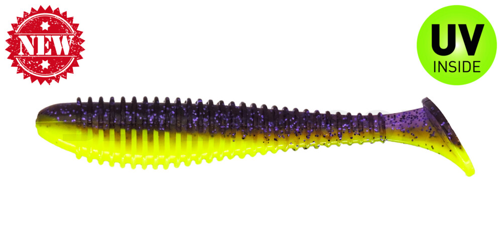 Pro Swimmer 4,8" (ca. 12 cm) im Hartschalenblister Purple Glitter/Opaque Chartreuse