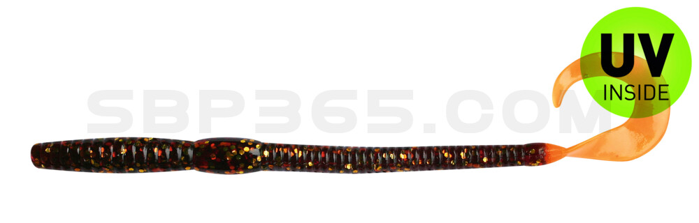 Ringgrub(Huchenzopftwister) 6" (ca. 16 cm) motoroil-glitter/orange Tail