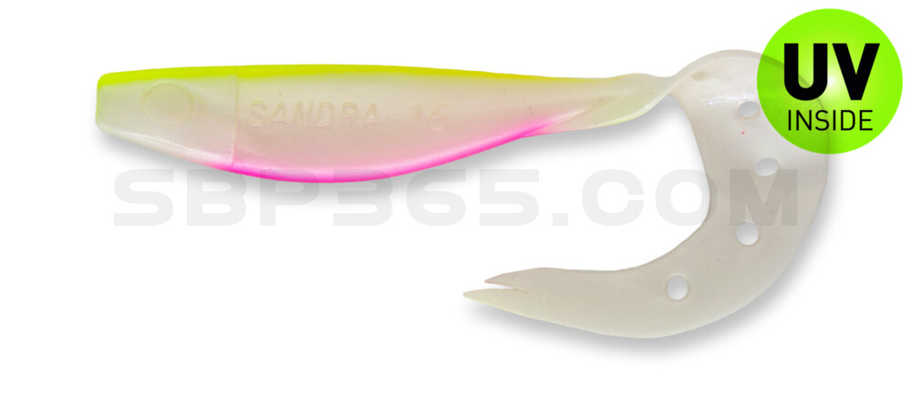 Sandra 3,5" (ca. 9 cm) perlweiss / fluogelb