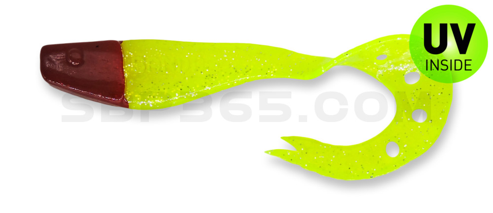 Sandra 4,5" ( ca. 12 cm) grün(chartreuse)-Glitter / Red Head