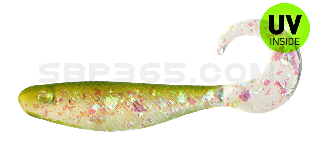 Shad Grub 3,5" (ca. 9,0 cm) klar silber-Glitter / grün