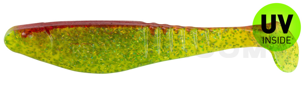 Shark 4" (ca. 11,0 cm) grün(chartreuse)-Glitter / rot