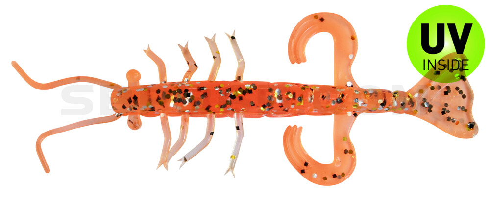 Shrimp 3" (ca. 8,0 cm) orange / klar gold,schwarz Glitter