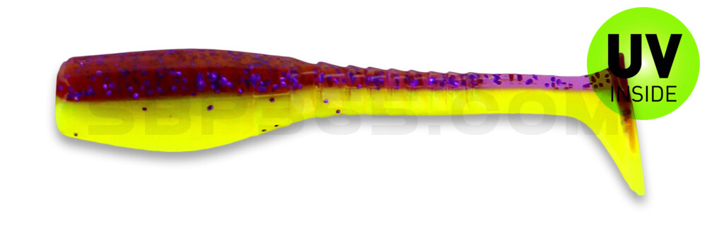 Swimming Crappie Minnow 2" (ca. 5 cm) im Zip Bag Purple Glitter/Opaque Chartreuse