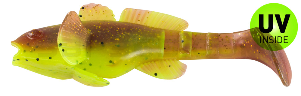 SX Bullhead 3,5" (10,5cm) (SCHWARZMEERGRUNDEL) fluogelb / motoroil glitter